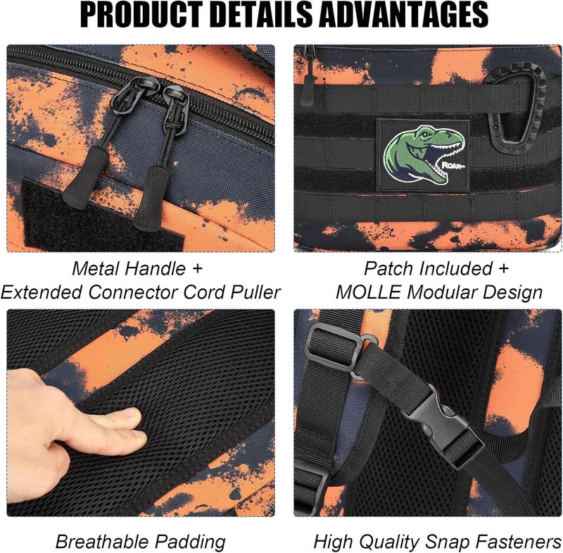 SunForMorning Kids Tactical Backpack Army Molle Bookbag Military Boys Backpack for School, Outdoor, Camping (Includes 2 Patches+1Carabiner), Mars CM - Image 5